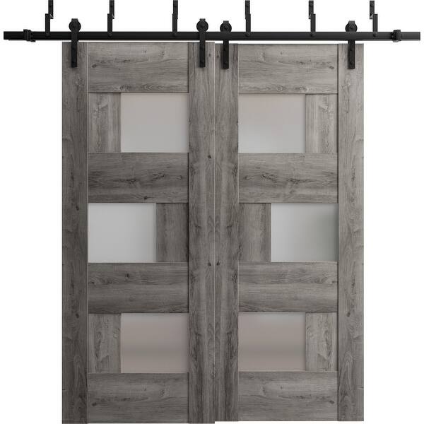 Sliding Closet Barn Bypass Doors 36 x 80 inches Sete 6933 Nebraska Grey with Frosted Glass